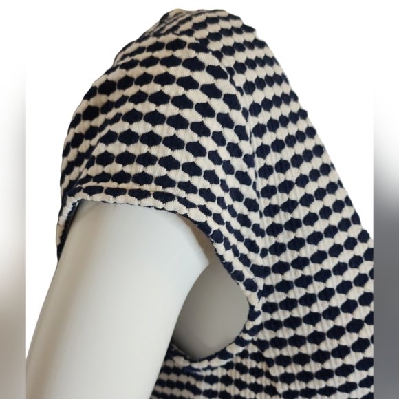 Anthropologie Post Tag Office Nautical Knit Peplum Cap Sleeve Form Fitted Y2K - Picture 8 of 15